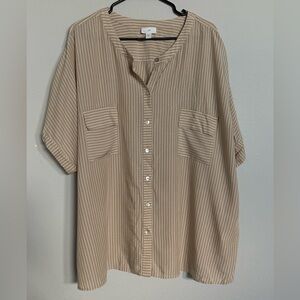 J. Jill Tan Striped Blouse